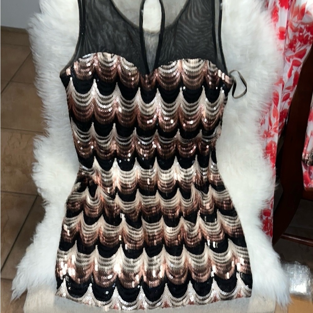 AS U WISH Black and Gold Sequins dress size L